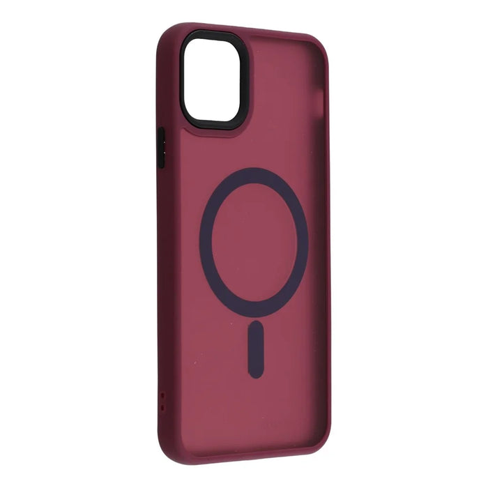 For iPhone 11 Pro Max Case Compatible with MagSafe Skin-Touch PC + TPU Phone Cover - Wine Red - 3