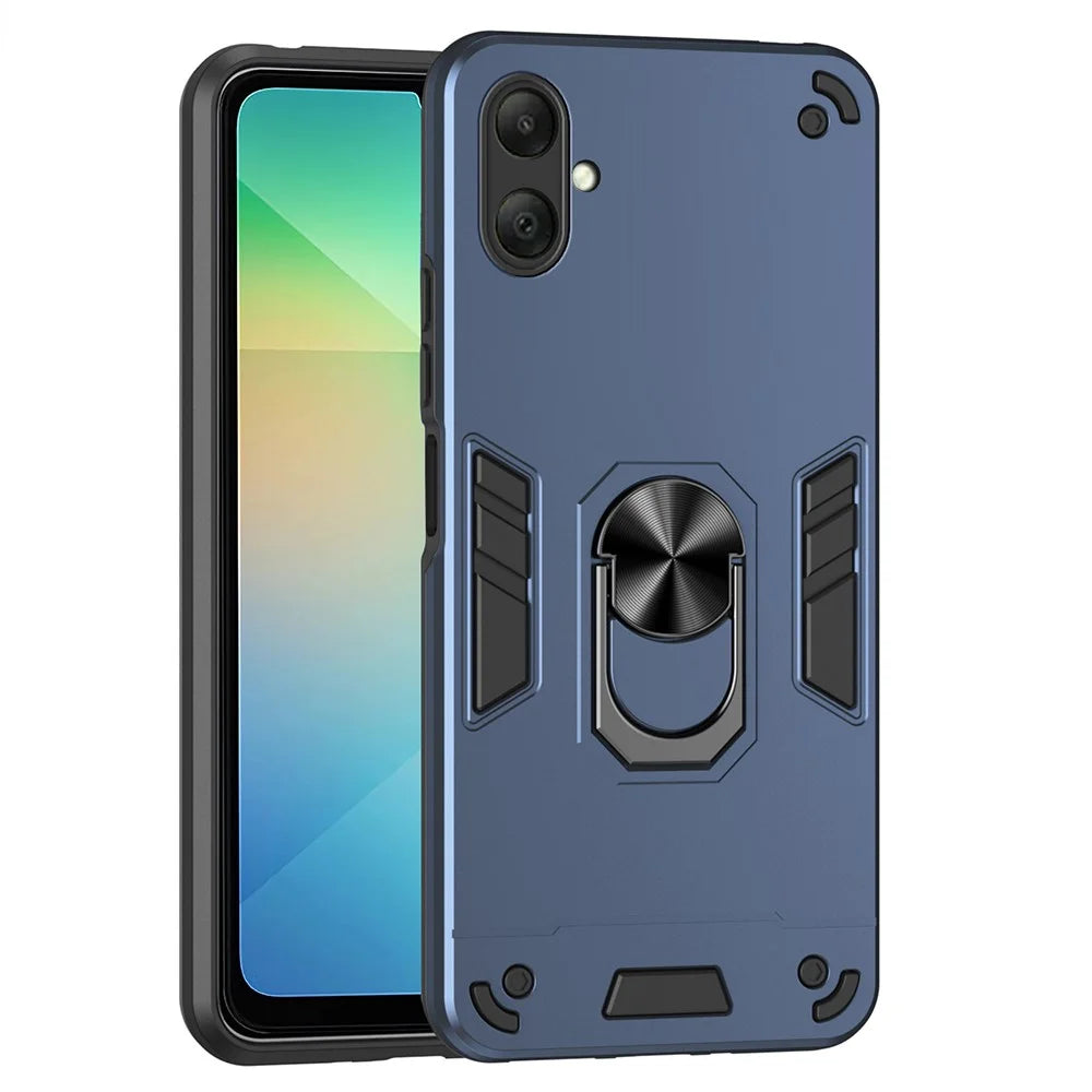 For Samsung Galaxy A08 5G / A08 4G / A07 4G Case PC + TPU Drop Defend Phone Cover with Ring Kickstand - Blue - 1