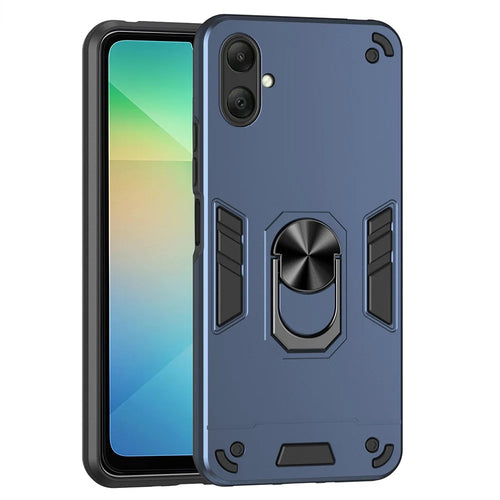 For Samsung Galaxy A08 5G / A08 4G / A07 4G Case PC + TPU Drop Defend Phone Cover with Ring Kickstand - Blue - 1