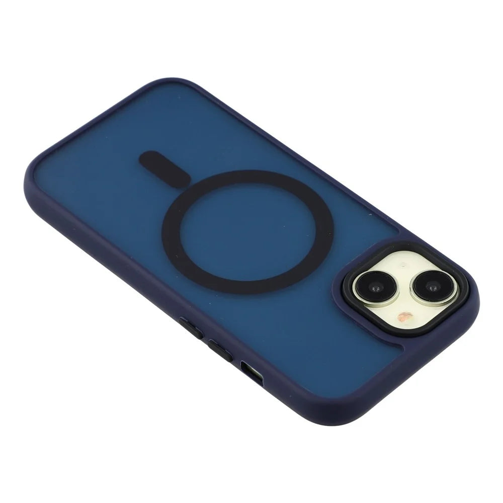 For iPhone 15 Case Compatible with MagSafe Skin-Touch PC + TPU Phone Cover - Navy Blue - 5