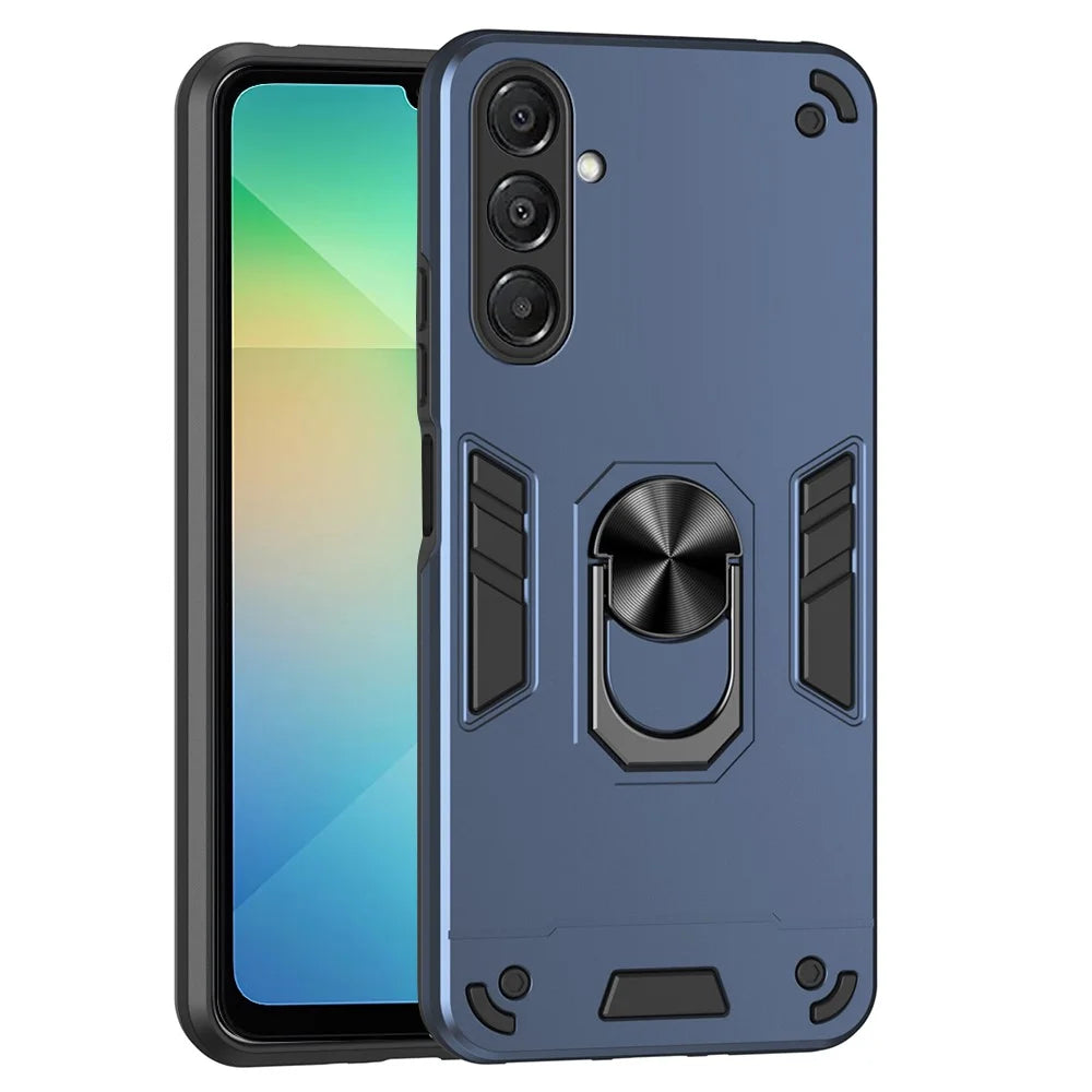 For Samsung Galaxy A18 5G / A18 4G / A17 5G / A17 4G Case PC + TPU Drop Defend Phone Cover with Ring Kickstand - Blue - 1