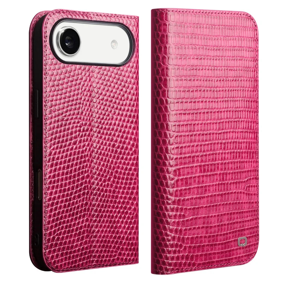 QIALINO For iPhone Air Wallet Case Crocodile Texture Genuine Cow Leather Anti-Drop Phone Cover - 1