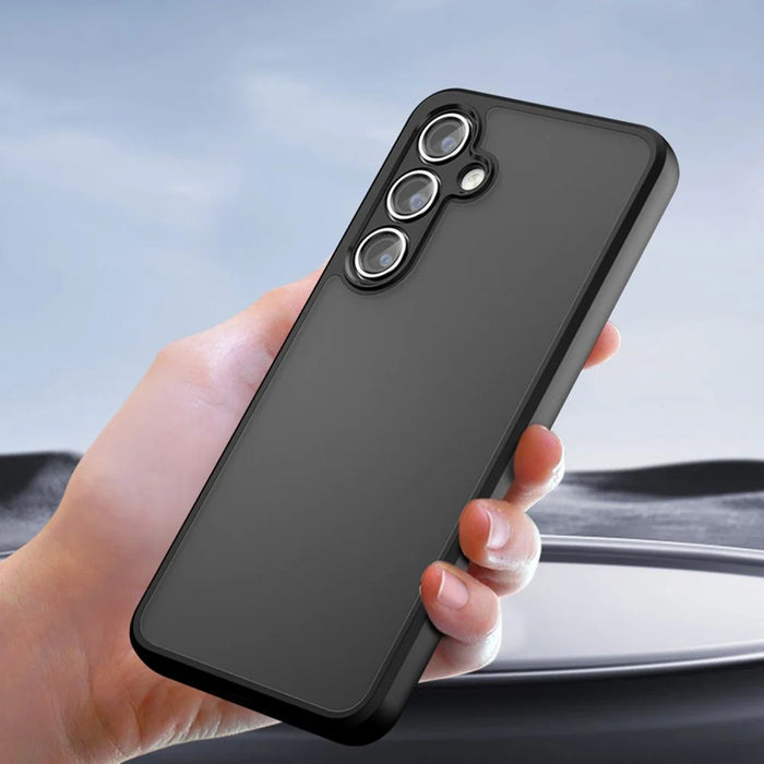 For Samsung Galaxy S25 Case Skin-Touch TPU + PC Matte Phone Back Cover, Transparent Black - 3
