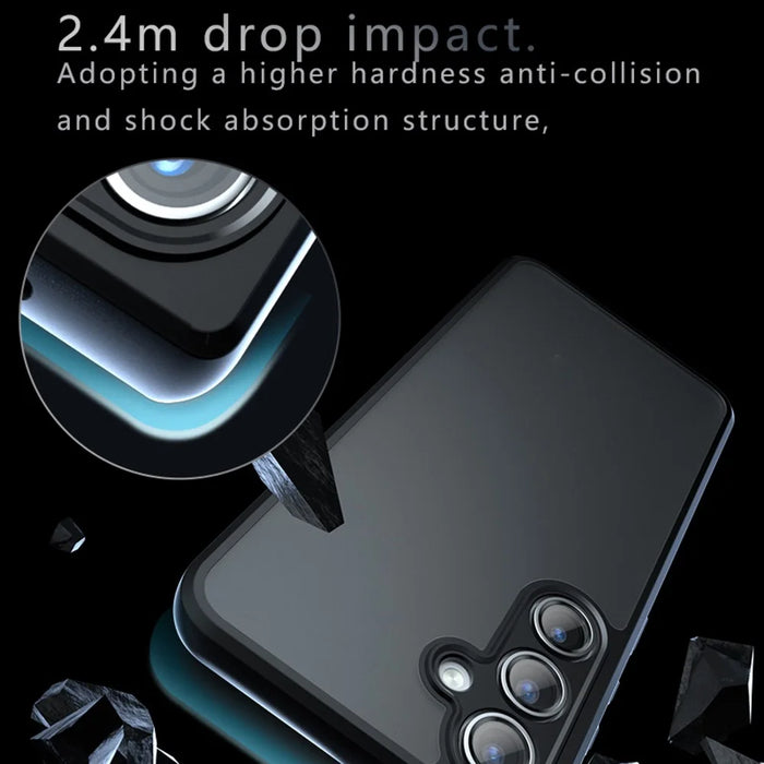 For Samsung Galaxy S25 Case Skin-Touch TPU + PC Matte Phone Back Cover, Transparent Black - 4