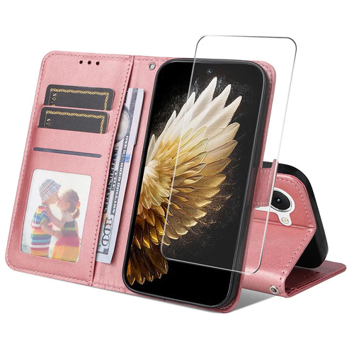 ENKAY HAT PRINCE For TECNO Spark 40 Pro 4G PU Leather Wallet Case   Phone Stand Cover with Tempered Glass - Pink - 1