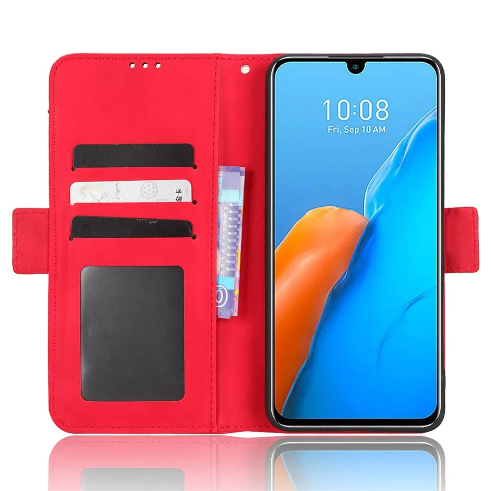 For Infinix Note 12 Pro 4G X676B Multiple Card Slots Anti-Scratch PU Leather Dual Magnetic Clasp Phone Cover Stand Wallet Case - Red - 3