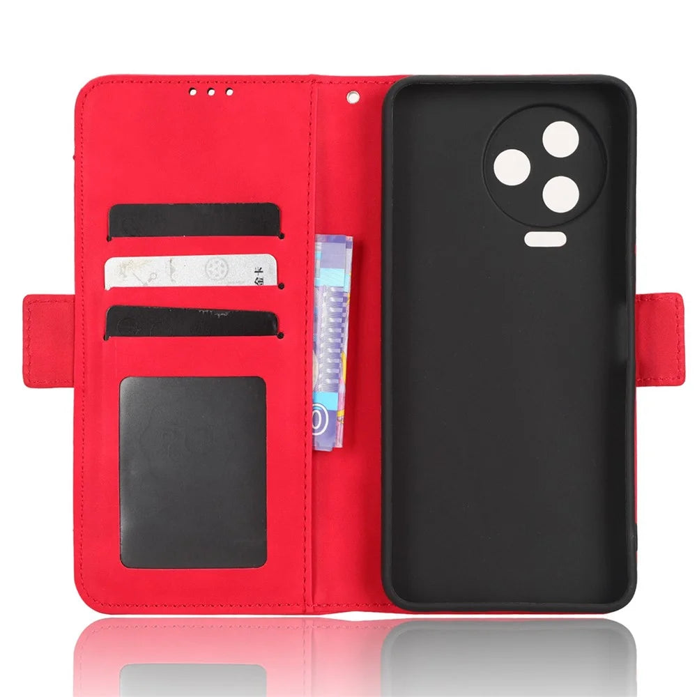 For Infinix Note 12 Pro 4G X676B Multiple Card Slots Anti-Scratch PU Leather Dual Magnetic Clasp Phone Cover Stand Wallet Case - Red - 5