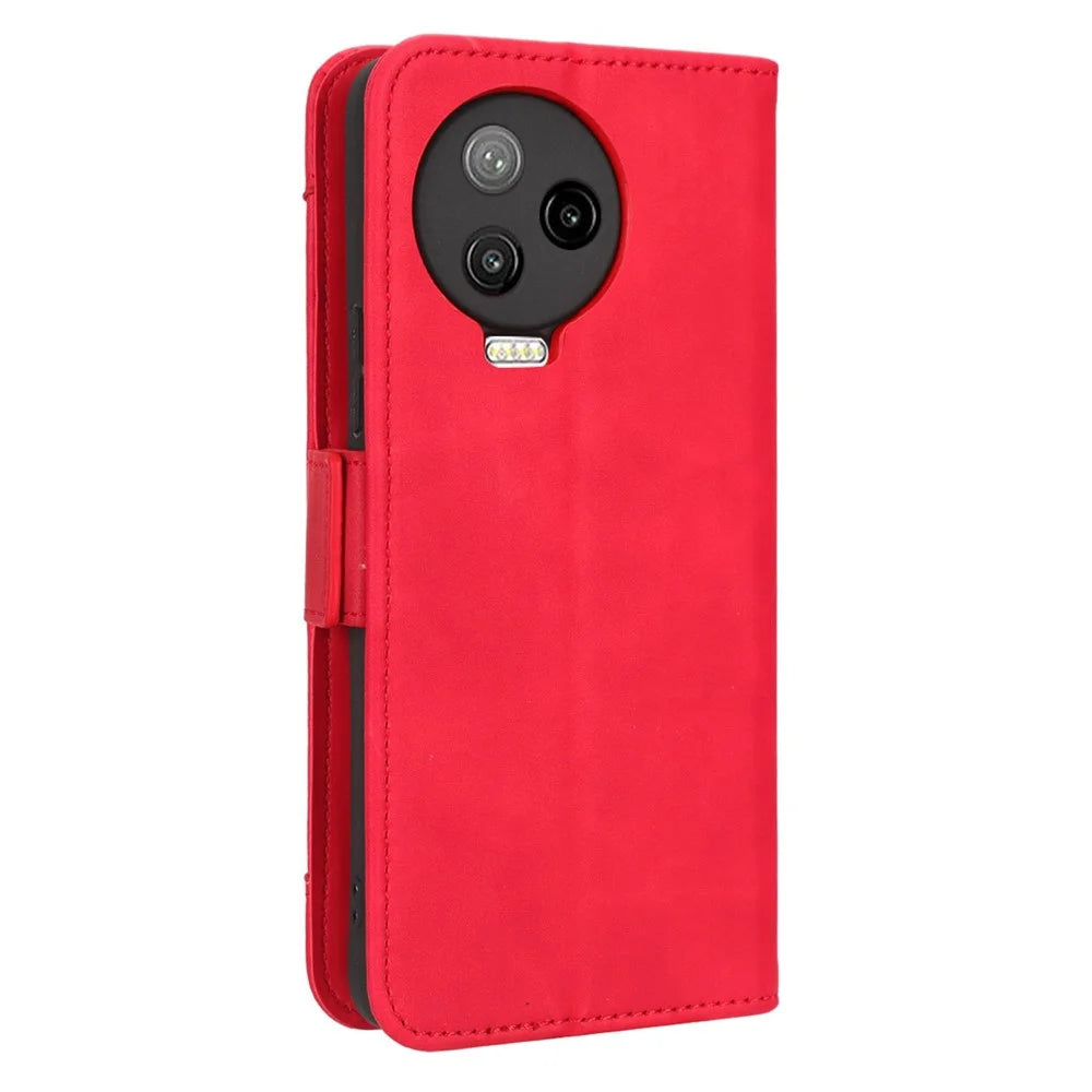 For Infinix Note 12 Pro 4G X676B Multiple Card Slots Anti-Scratch PU Leather Dual Magnetic Clasp Phone Cover Stand Wallet Case - Red - 7
