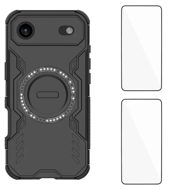 WANLONFENG For iPhone Air Magnetic Case  DJ Series PC TPU Phone Cover with 2Pcs Tempered Glass Film - Black - 1