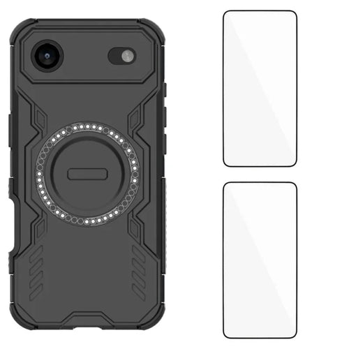 WANLONFENG For iPhone Air Magnetic Case  DJ Series PC TPU Phone Cover with 2Pcs Tempered Glass Film - Black - 1
