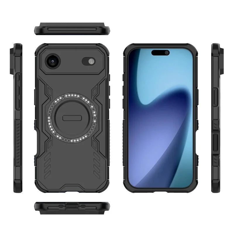 WANLONFENG For iPhone Air Magnetic Case  DJ Series PC TPU Phone Cover with 2Pcs Tempered Glass Film - Black - 3