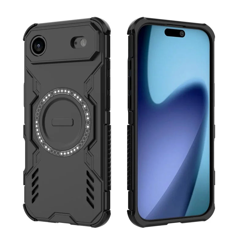 WANLONFENG For iPhone Air Magnetic Case  DJ Series PC TPU Phone Cover with 2Pcs Tempered Glass Film - Black - 4