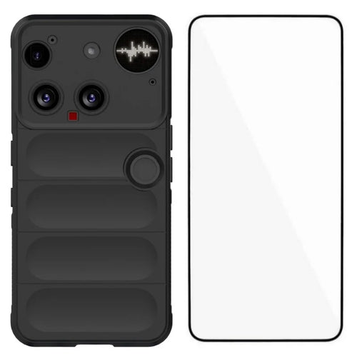 WANLONFENG For Nothing Phone (3) 5G TPU Case  HD Series Anti Slip Phone Cover with Tempered Glass - Black - 1