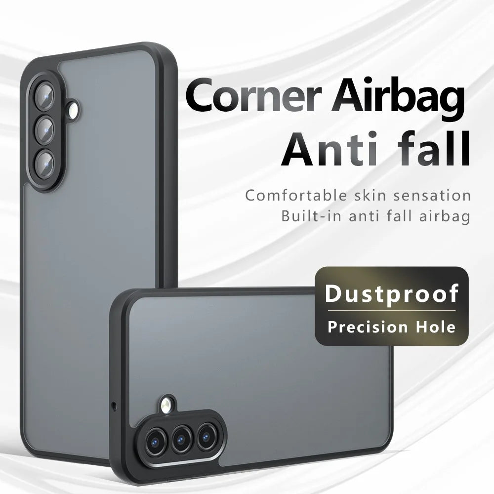 For Samsung Galaxy A34 5G Case Skin-Touch TPU + PC Matte Phone Back Cover, Transparent Black - 3