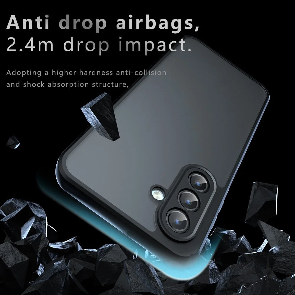 For Samsung Galaxy A54 5G Case Skin-Touch TPU + PC Matte Phone Back Cover, Transparent Black - 4