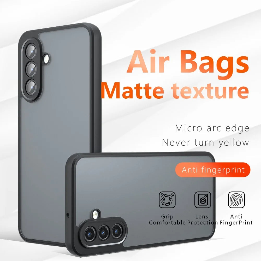 For Samsung Galaxy A14 5G Case Skin-Touch TPU + PC Matte Phone Back Cover, Transparent Black - 3
