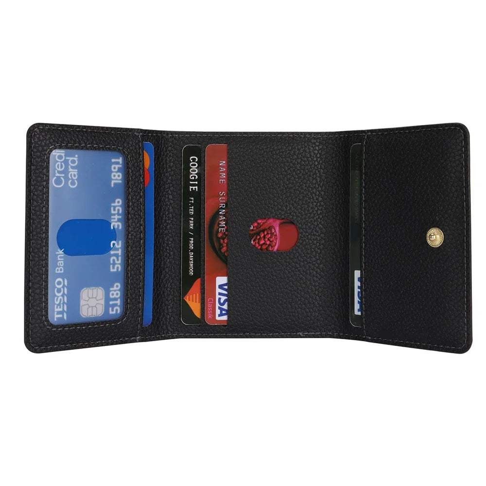 For Samsung Galaxy Z Flip5 5G Case Card Holder Kickstand Litchi Texture PU TPU Phone Cover with Long Strap - Black - 2