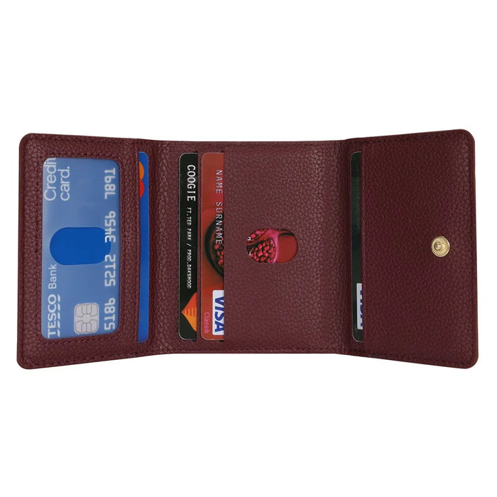 For Samsung Galaxy Z Flip4 5G Case Card Holder Kickstand Litchi Texture PU TPU Phone Cover with Long Strap - Wine Red - 2
