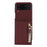 For Samsung Galaxy Z Flip4 5G Case Card Holder Kickstand Litchi Texture PU TPU Phone Cover with Long Strap - Wine Red - 7