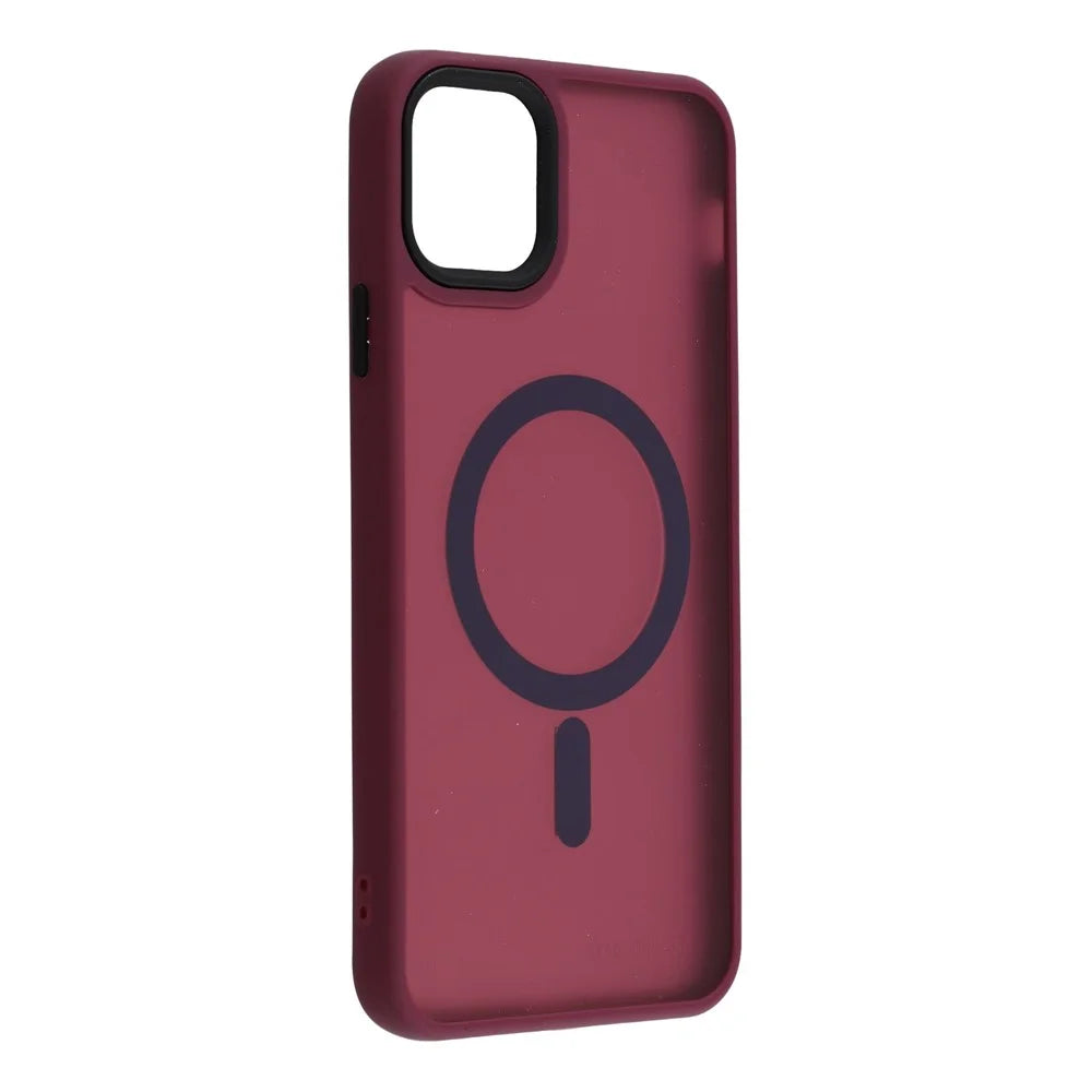 For iPhone 11 Pro Case Compatible with MagSafe Skin-Touch PC + TPU Phone Cover - Wine Red - 3