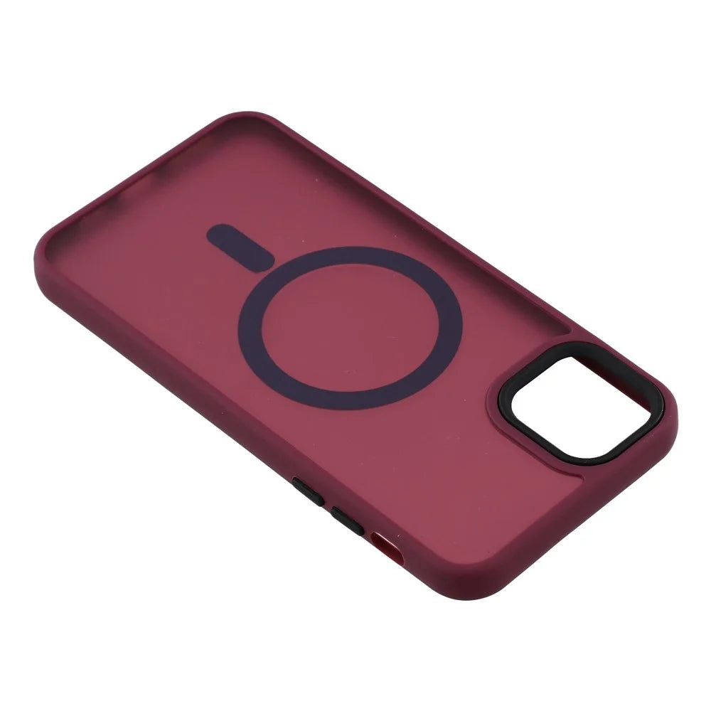 For iPhone 11 Pro Case Compatible with MagSafe Skin-Touch PC + TPU Phone Cover - Wine Red - 5