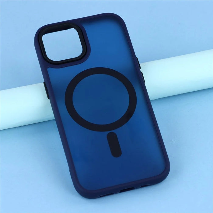For iPhone 14  /  13 Case Compatible with MagSafe Skin-Touch PC + TPU Phone Cover - Navy Blue - 6