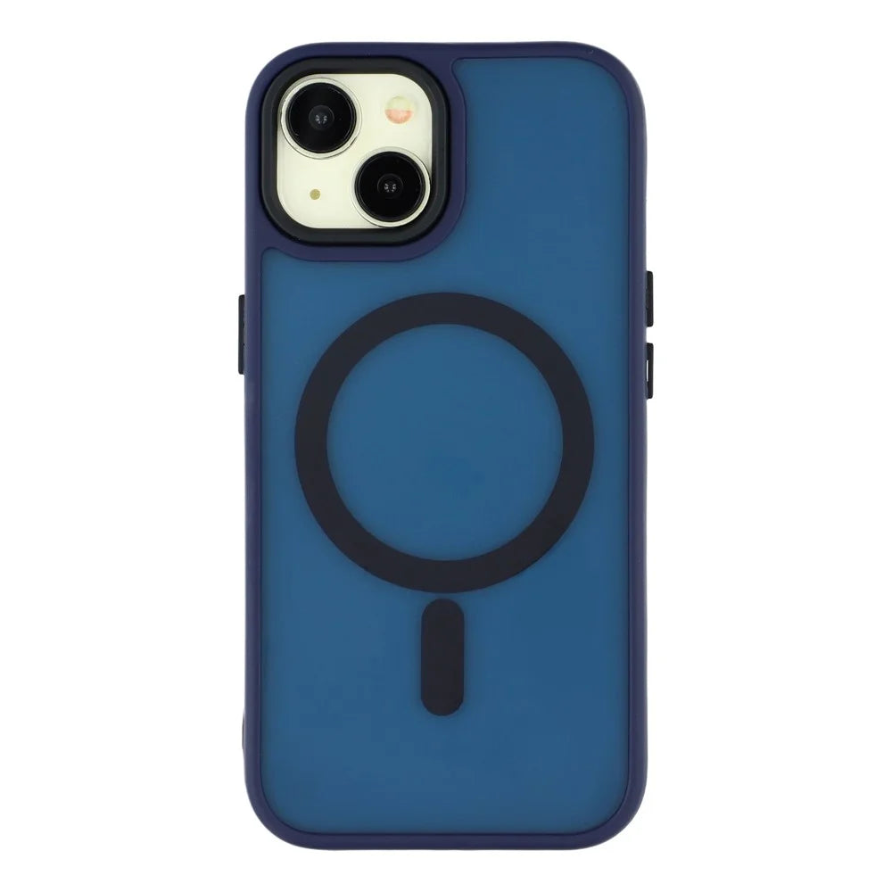 For iPhone 14 Plus Case Compatible with MagSafe Skin-Touch PC + TPU Phone Cover - Navy Blue - 3