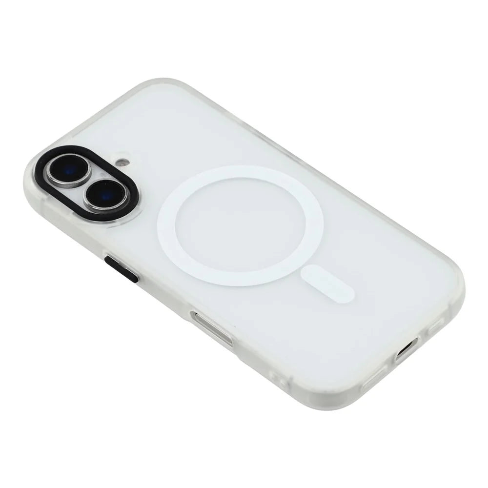 For iPhone 16 Plus Case Compatible with MagSafe Skin-Touch PC + TPU Phone Cover - Transparent White - 4