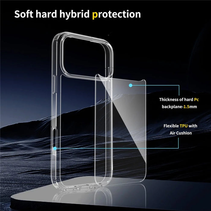 For iPhone 18 Pro Max / 17 Pro Max Case Anti-Scratch TPU + Acrylic Clear Back Phone Cover - Transparent - 3