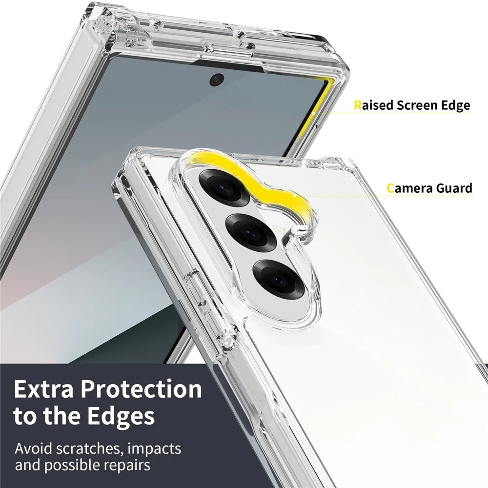 For Samsung Galaxy Z Fold7 5G Case Anti-Scratch TPU + Acrylic Clear Back Phone Cover - Transparent - 4