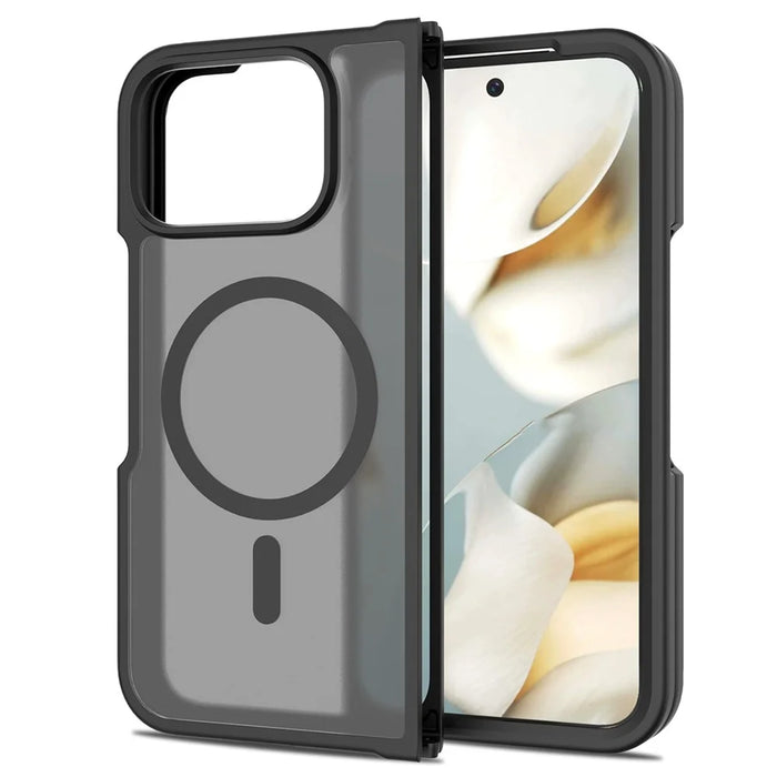 For Google Pixel 10 Pro Fold Magnetic Case TPU Frame Acrylic Back Phone Cover Skin Touch - Black - 1