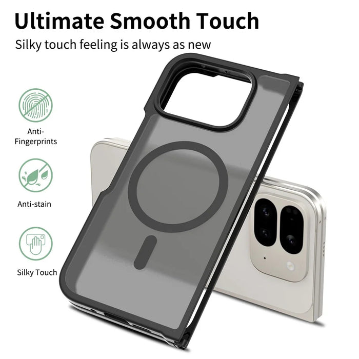 For Google Pixel 10 Pro Fold Magnetic Case TPU Frame Acrylic Back Phone Cover Skin Touch - Black - 2