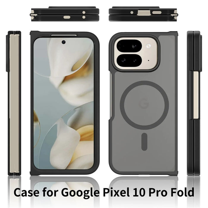 For Google Pixel 10 Pro Fold Magnetic Case TPU Frame Acrylic Back Phone Cover Skin Touch - Black - 6