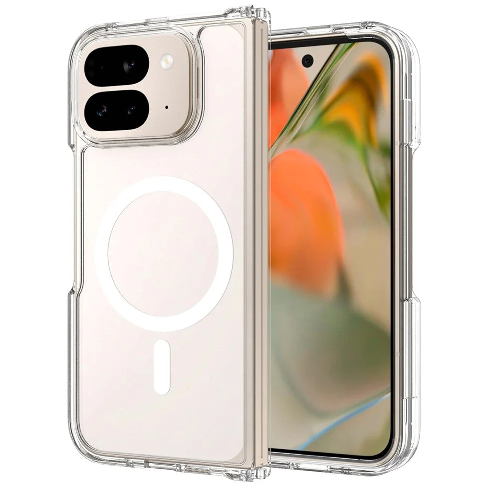 For Google Pixel 10 Pro Fold Magnetic Case 2.0mm Scratch Resistant TPU + PC Clear Phone Cover - 1