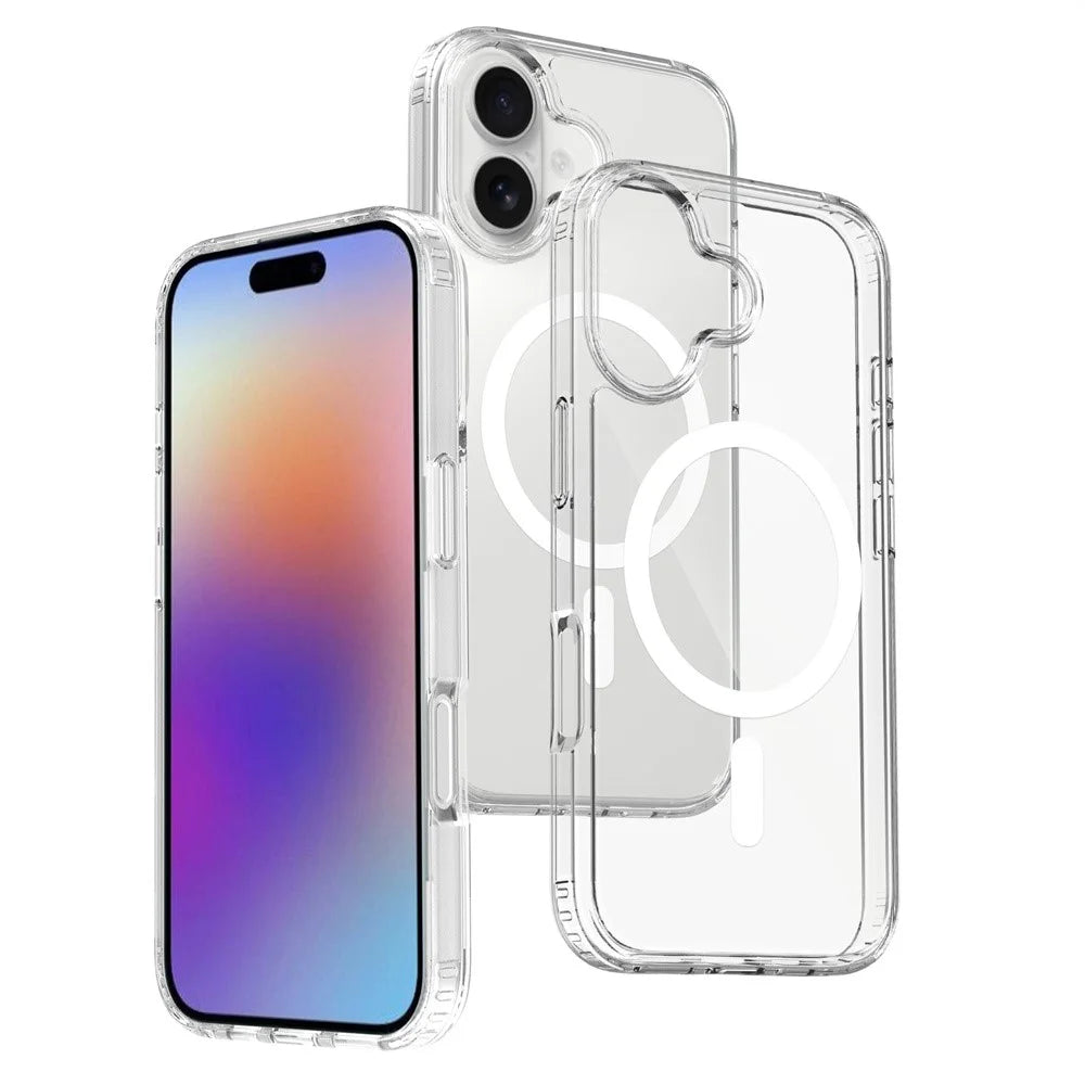 For iPhone 17 Magnetic Case 2.0mm Scratch Resistant TPU + PC Clear Phone Cover - 1
