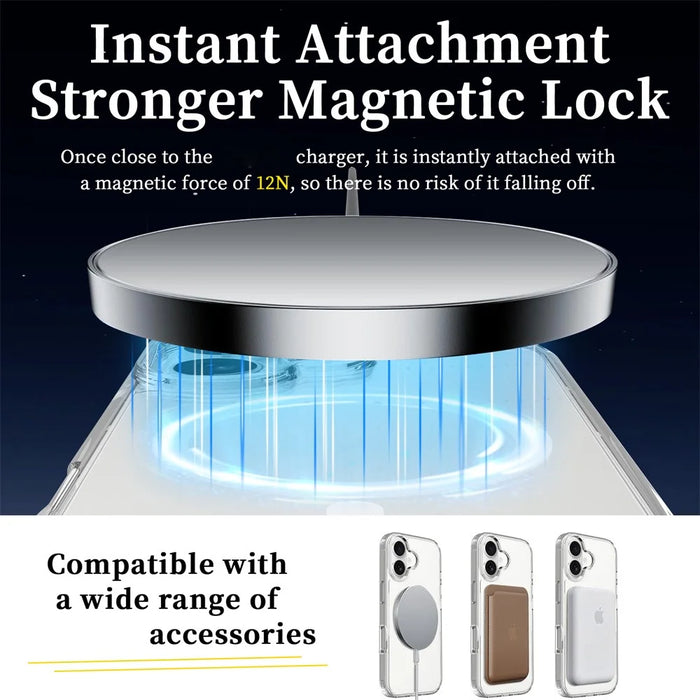 For iPhone 17 Magnetic Case 2.0mm Scratch Resistant TPU + PC Clear Phone Cover - 5