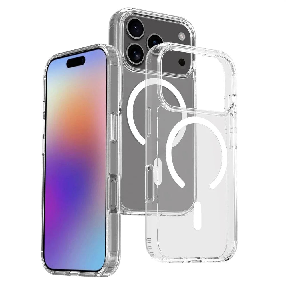 For iPhone 18 Pro / 17 Pro Magnetic Case 2.0mm Scratch Resistant TPU + PC Clear Phone Cover - 1