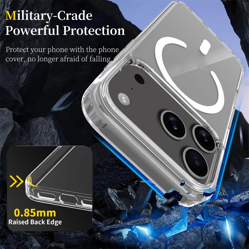 For iPhone 18 Pro / 17 Pro Magnetic Case 2.0mm Scratch Resistant TPU + PC Clear Phone Cover - 2