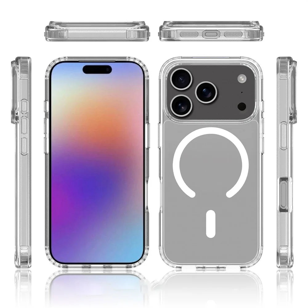For iPhone 18 Pro / 17 Pro Magnetic Case 2.0mm Scratch Resistant TPU + PC Clear Phone Cover - 7