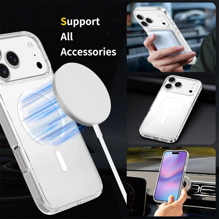 For iPhone 18 Pro Max / 17 Pro Max Magnetic Case 2.0mm Scratch Resistant TPU + PC Clear Phone Cover - 3