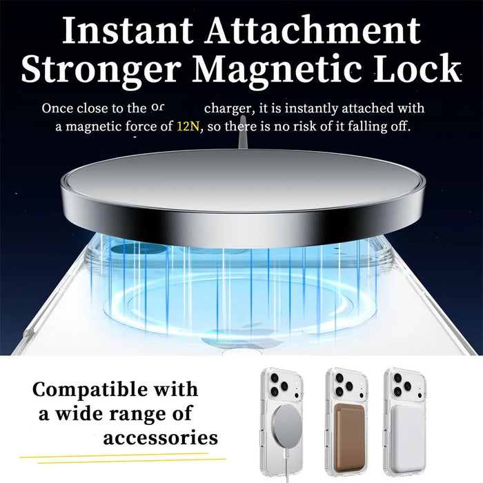 For iPhone 18 Pro Max / 17 Pro Max Magnetic Case 2.0mm Scratch Resistant TPU + PC Clear Phone Cover - 5