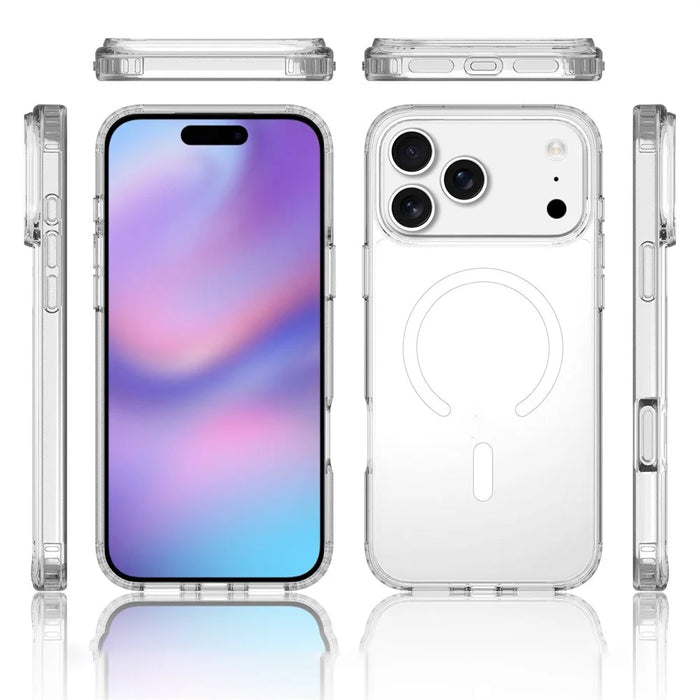 For iPhone 18 Pro Max / 17 Pro Max Magnetic Case 2.0mm Scratch Resistant TPU + PC Clear Phone Cover - 7