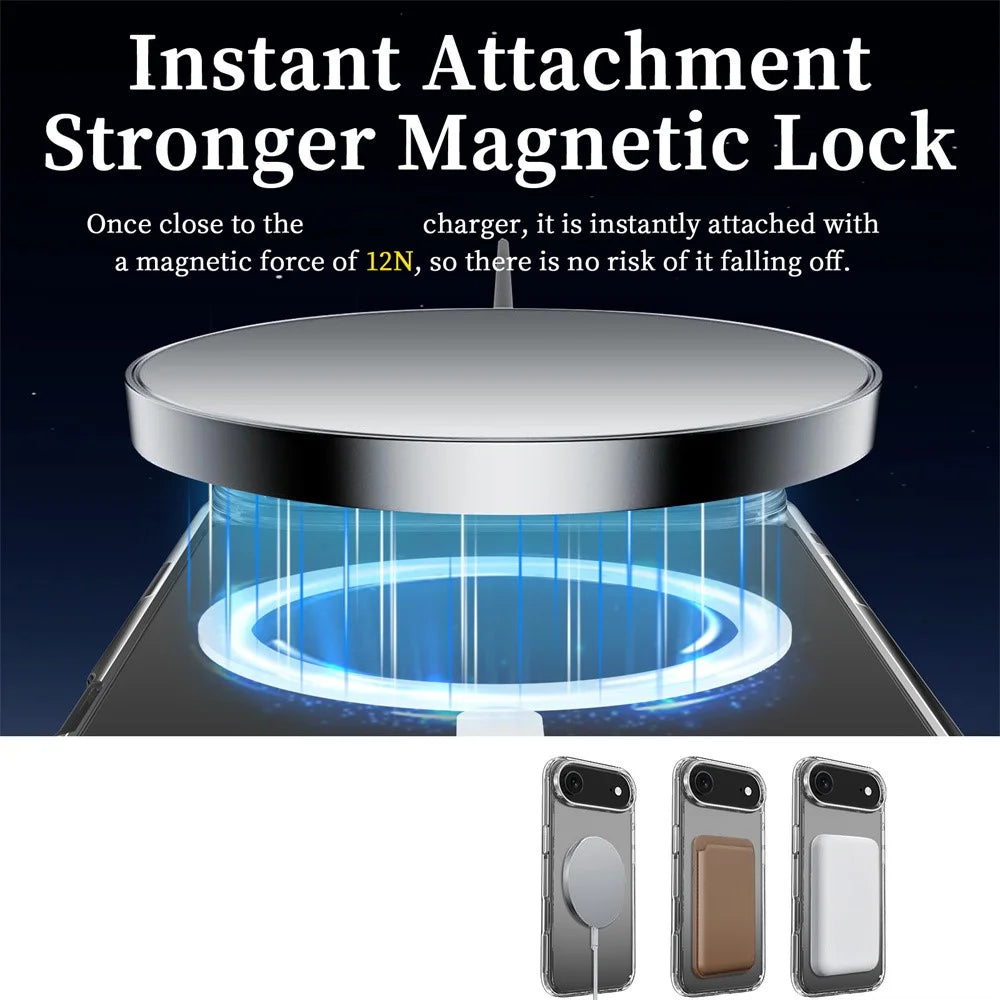 For iPhone Air Magnetic Case 2.0mm Scratch Resistant TPU + PC Clear Phone Cover - 5