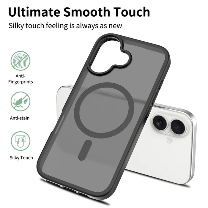 For iPhone 17 Case Compatible with MagSafe TPU Frame Acrylic Back Phone Cover Skin Touch - Black - 2