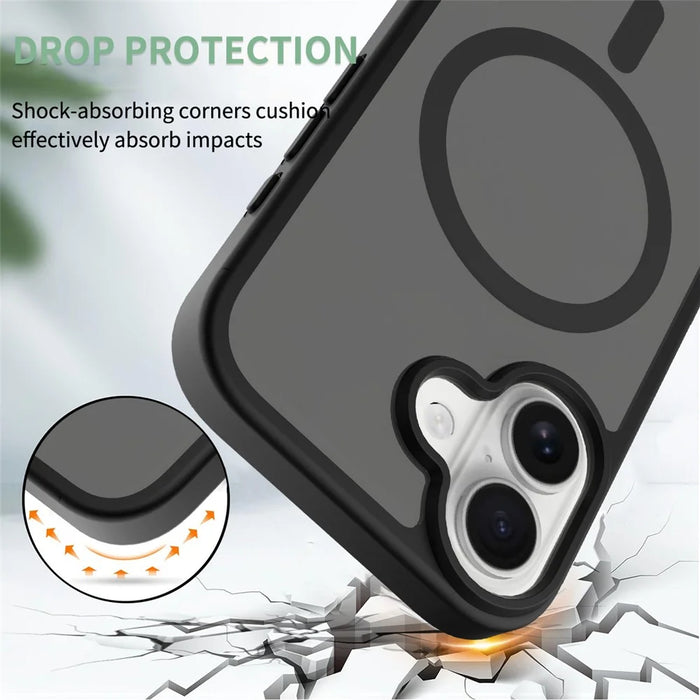 For iPhone 17 Case Compatible with MagSafe TPU Frame Acrylic Back Phone Cover Skin Touch - Black - 3