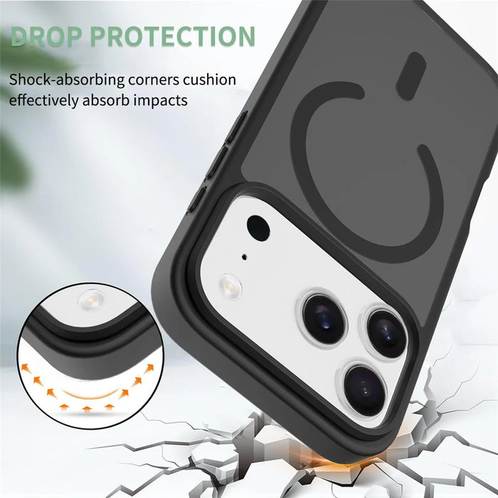 For iPhone 18 Pro / 17 Pro Case Compatible with MagSafe TPU Frame Acrylic Back Phone Cover Skin Touch - Black - 2