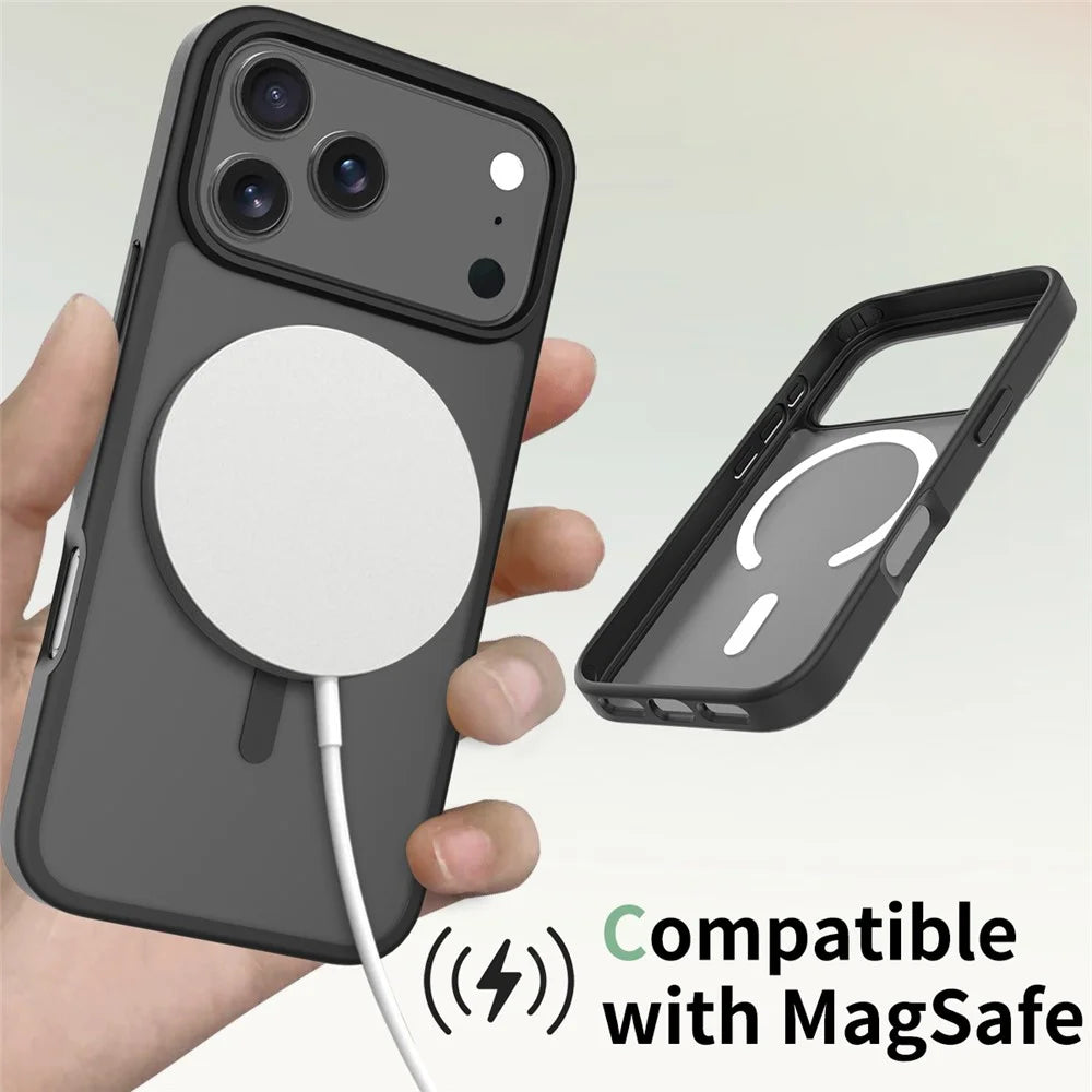 For iPhone 18 Pro Max / 17 Pro Max Case Compatible with MagSafe TPU Frame Acrylic Back Phone Cover Skin Touch - Black - 5