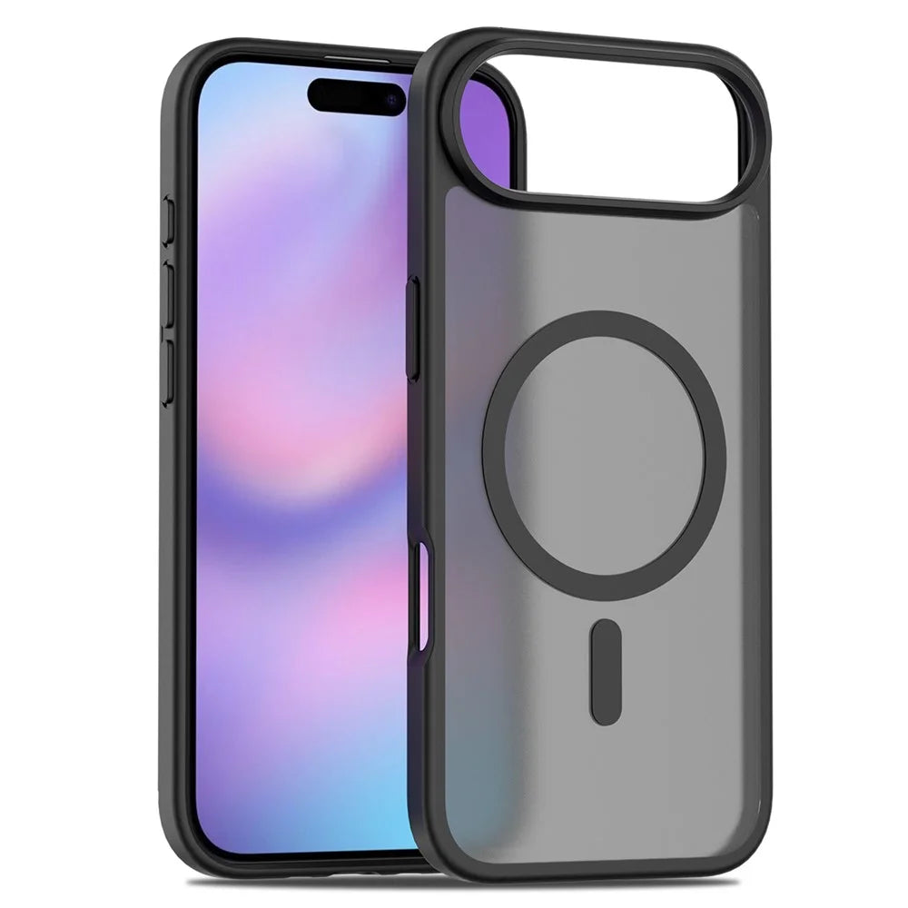 For iPhone Air Case Compatible with MagSafe TPU Frame Acrylic Back Phone Cover Skin Touch - Black - 1