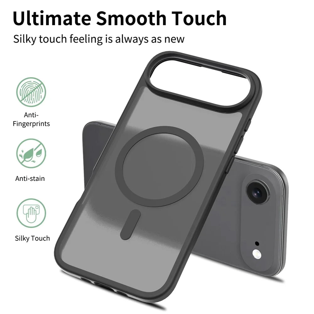 For iPhone Air Case Compatible with MagSafe TPU Frame Acrylic Back Phone Cover Skin Touch - Black - 2