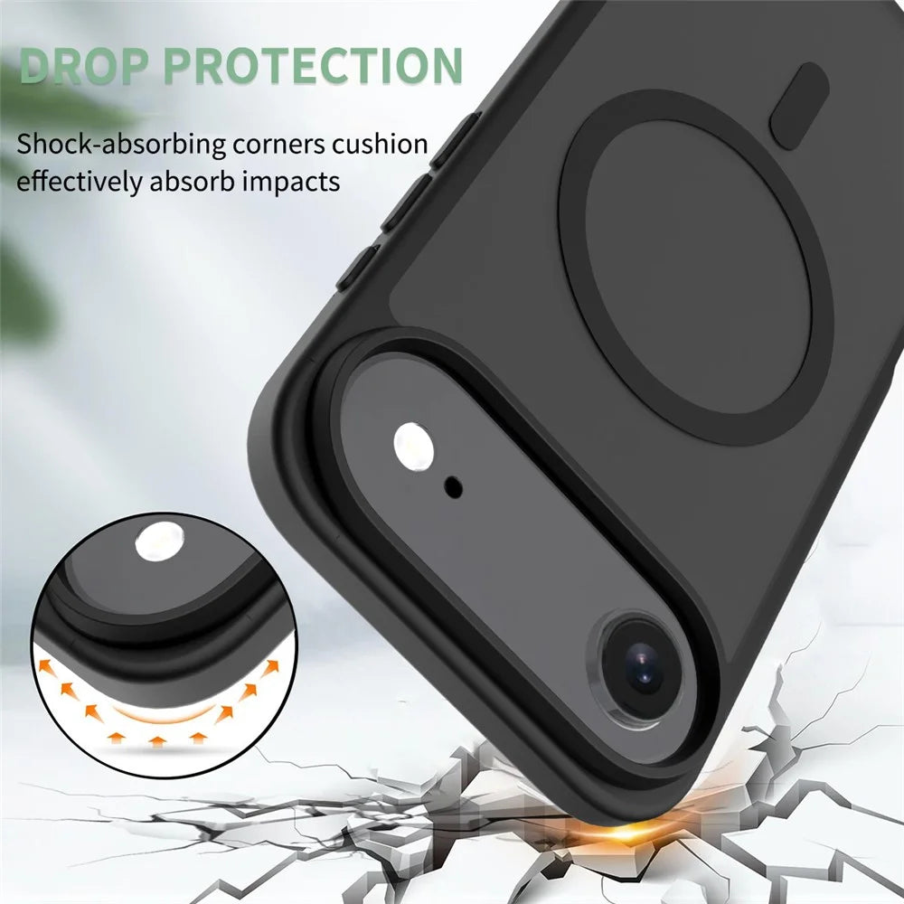 For iPhone Air Case Compatible with MagSafe TPU Frame Acrylic Back Phone Cover Skin Touch - Black - 3